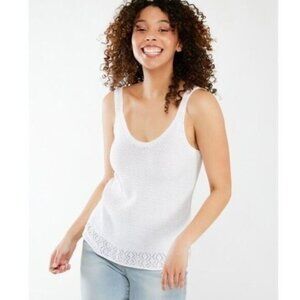 NWT KISMET Penny Knit Scoop Neck Light  Knitted Tank Top White Sz S